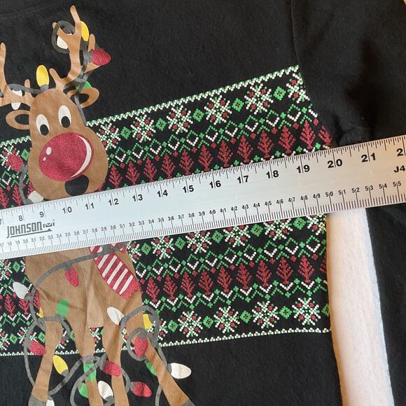 No Boundaries Women Sweatshirt M (7-9) Black Fair Isle Reindeer Christmas - Picture 5 of 9